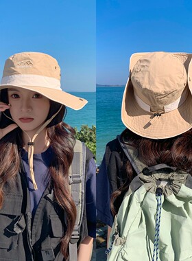 新款户外登山帽女大檐防晒太阳帽