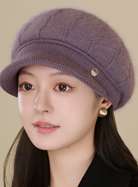 女冬针织毛线帽时尚韩版潮鸭舌帽