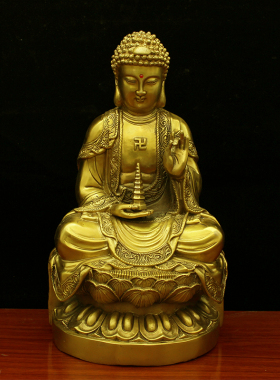 尼如来佛像三宝纯铜摆件药师佛