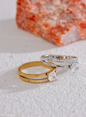 Delicate Shiny Cubic Zirconia Stainless Steel Double Layer C