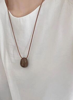 Long Drop Rope Chain Enamel Metal Pendant Necklace For Women