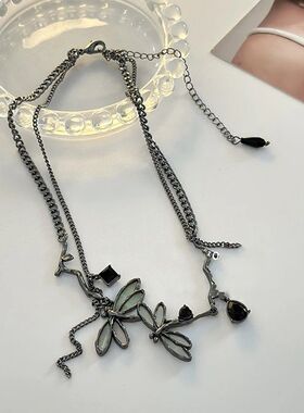 Sweet Cool Gun Black Fantasy Dragonfly Necklace for Women Go