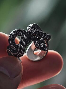 Rock Black Color Python Men Ring Vintage Punk Adjustable Ssn