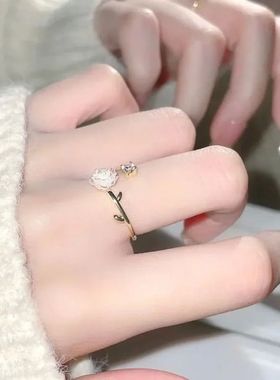 Luxury Zircon Flower Opening Rings for Women Cubic Zirconia