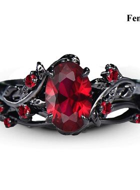 Charm Couple Rings Romantic Women Red Rhinestones Rings Set