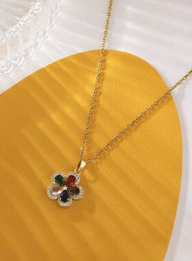 316L Stainless Steel Pearl Zircon Pendant Necklace For Women