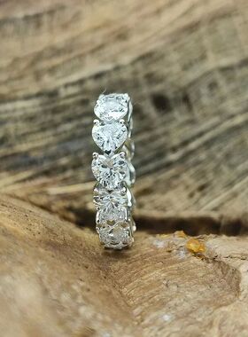 3mm Heart Cut Moissanite Diamond Eternity Band with Gra Cert