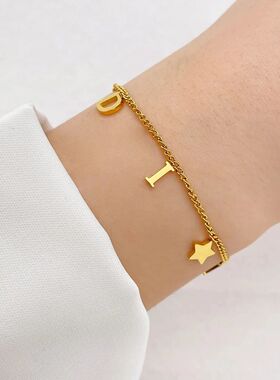 Korea Letter Star Pendant Bracelet Woman Simple Vintage Stai