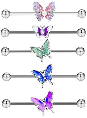 1PCS Stainless Steel Butterfly Industrial Piercing Barbell 1