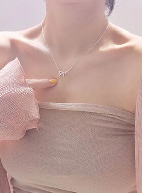 Delicate Silver Color Bowknot Pendant Necklaces For Women Un