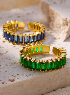 Colored Cubic Zircon Square Rings For Women Men Stainless St