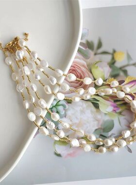 5Pcs Natural Freshwater Pearl Necklace For Women Girls Jewel