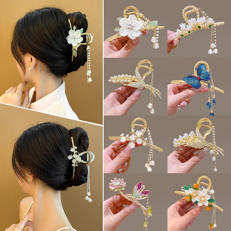 Pearl Hair Claw Set Clip for Women Gold Silver Hairpins - 图3