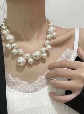 Elegant Imitation Pearl Women's Necklace Big Pearls Beads Ch
