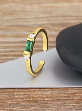 Fashion Zircon Circle Open Rings Women Crystal Gold Plated F