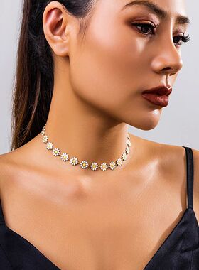 Kpop Flower Daisy Clavicle Chain Necklace for Women Wed Summ