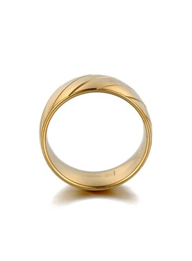 Creative 8mm Slash Cutting Gold Color Stainless Steel Ring F