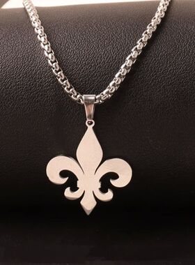Stainless Steel Fleur De Lis Necklace Pendant Flower Lily Sa