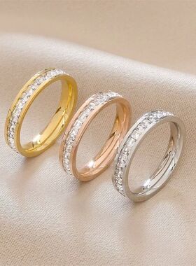 1 and 2 Rows Stones Ring for Women Quality Silver Rose Gold