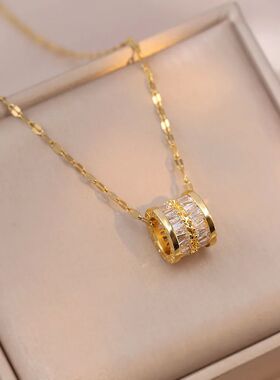 Trendy Stainless Steel Double Layer Necklace for Women Fashi