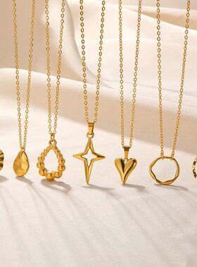 Fashion Stainless Steel Geometric Necklace for Women Gold Co