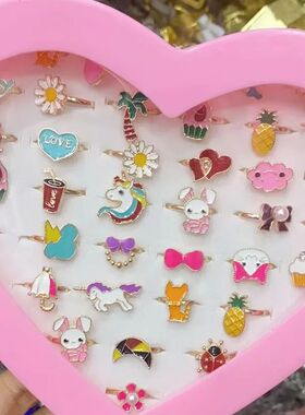 5/10/36Pcs Cute Cartoon Kids Rings Kawaii Korean Children Gi