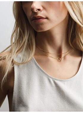 Stainless steel necklace for women Double necklace Vintage B