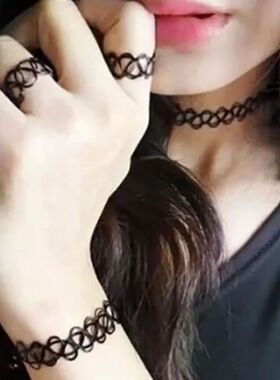 1Pc Vintage Tattoo Choker Necklace Women Stretch Punk Fishin