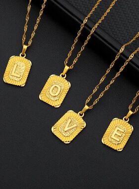 A-Z Letter Necklaces For Women Men Gold Color Stainl