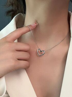 L316 Stainless Steel Twist Hollow Heart Pendant Necklace for