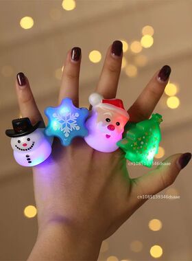 Christmas Glowing Cartoon Soft Silicone Rings New Year Party