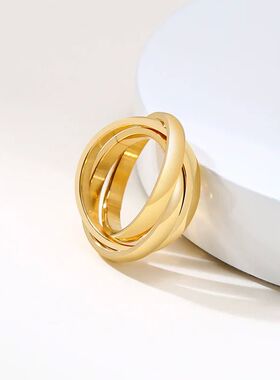 Charm Women Rings Triple Interlocked Rolling Ring Stainless