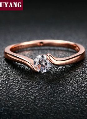 Wedding Ring For Women Concise 4mm Round Cut Cubic Zirconia