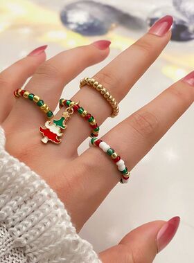 Charming Christmas Ring Xmas Santa Claus Ornaments Christmas
