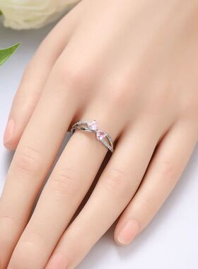 Women Rings Forever My Love Pink Zirconium Ring Wedding Ring