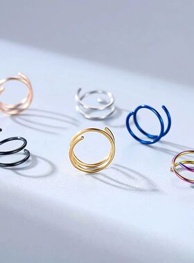 1cs Stainless Steel Double Nose Ring Spiral Nose Septum Pier