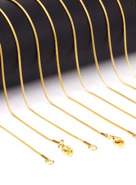 1pcs 1mm Golden Plated Snake Chains Necklaces No Fade Basic