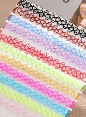 DIY 12PCS Mix Colour Vintage Hippy Stretch Tattoo Choker Nec