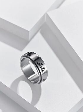 Hollow out cat Animal Stainless Steel Anti Stress Ring For G