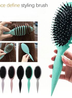 Curls Define Styling Brush Boar Bristle Detangling Hair Brus