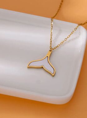 White Color Mermaid Pendant Stainless Steel Chain Necklaces