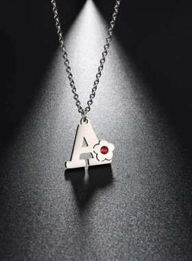 A-Z Crystal Alphabet Stainless Steel Necklaces for Women Gir
