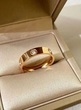 Trendy Stainless Steel Rose Gold Color Love Ring for Women M
