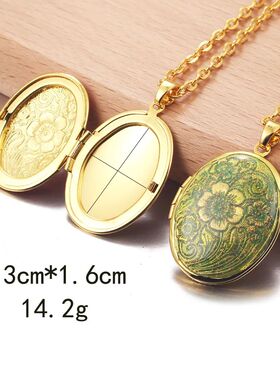 Golden Locket Pendant Mood Necklace Emotion Women Men Lovers