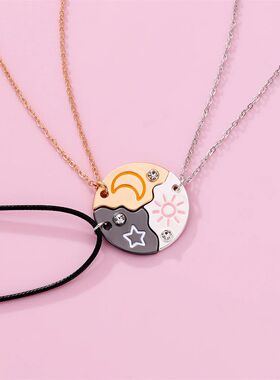 3 Pcs/set Sun Moon Star Pendant Necklace For Women Best Frie