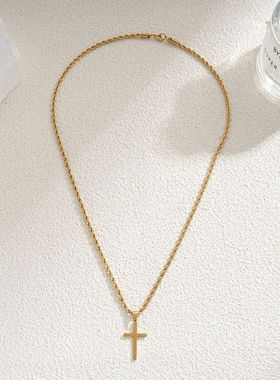 New Stainless Steel Cross Pendant Necklace for Men Women Min