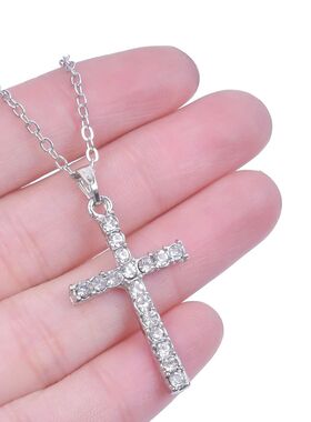 Women Necklace Jewelry Chain Fashion Cross With Rhinestone P