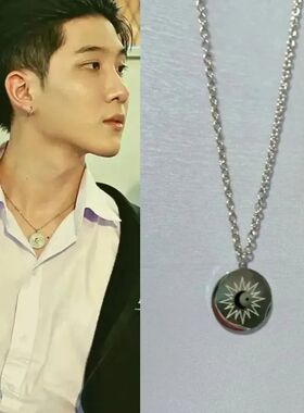 Minimalist Moon Star Round Pendant Necklace Couple Street Ni