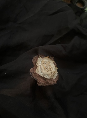 手作干枯玫瑰戒指 小众扎染复古 布艺 开口可调节神仙配饰