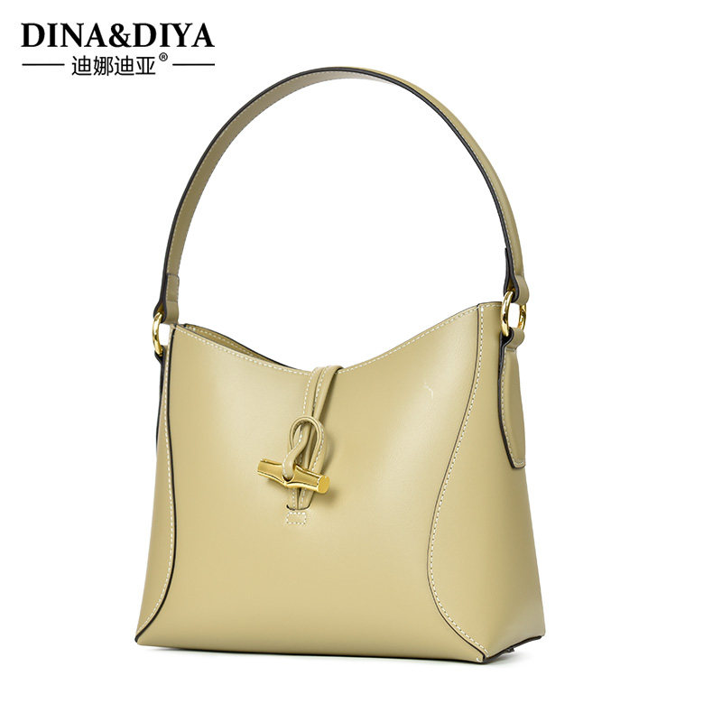 真皮女包2022新款高级感质感水桶包 迪娜迪亚水桶包